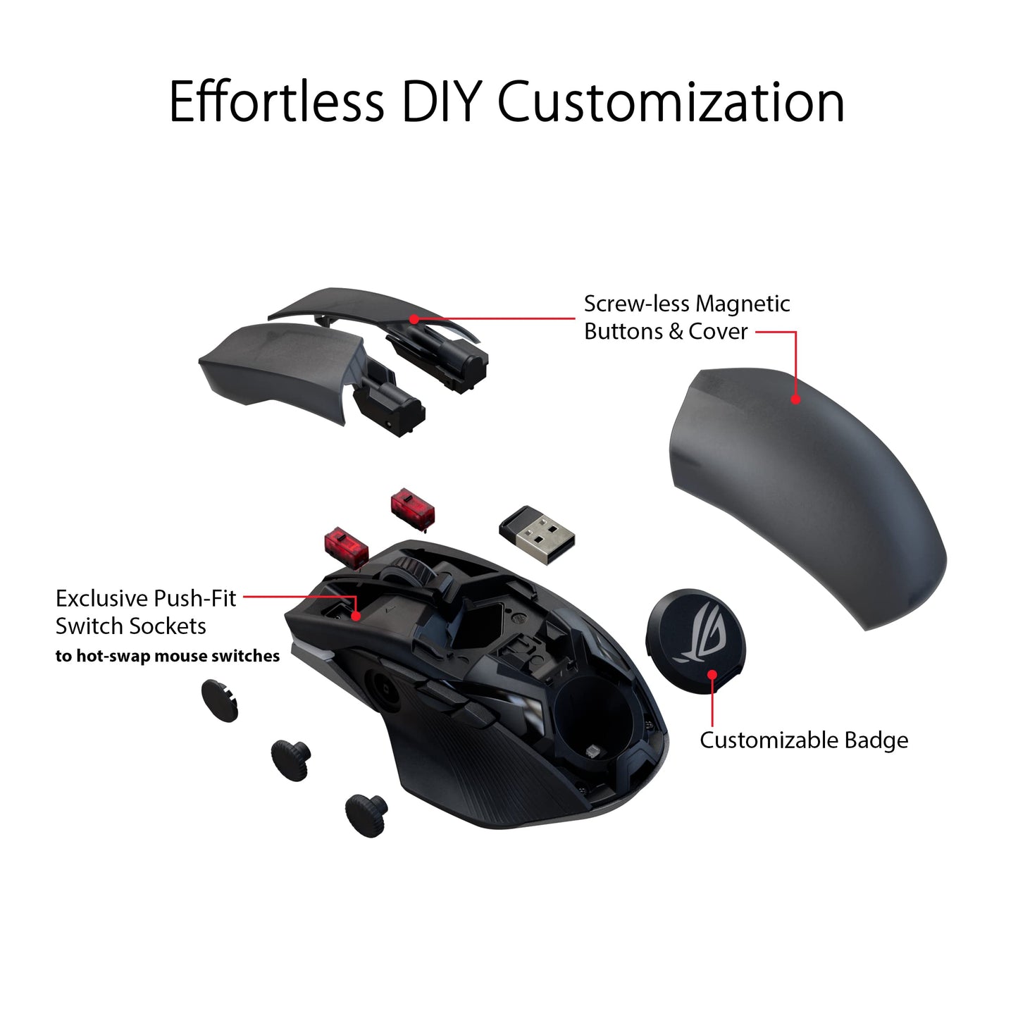 ASUS ROG Spatha X Wireless Gaming Mouse (Magnetic Charging Stand, 12 Programmable Buttons, 19,000 DPI, Push-fit Hot Swap Switch Sockets, ROG Micro Switches&Paracord and Aura RGB lighting),Black