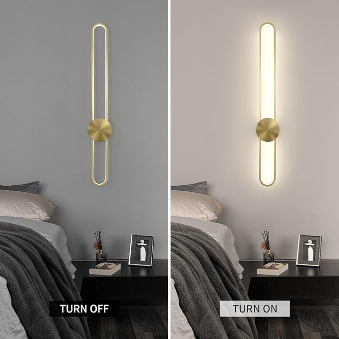 JAYMP Modern Wall Sconce Dimmable LED Wall Light Fixture, Hardwired Wall Lamp for Living Room, Dining Room, Bedroom, Hallway, Lobby, Entryway (Brushed Gold, H110cm/43.3inch)
