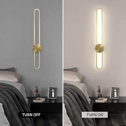 JAYMP Modern Wall Sconce Dimmable LED Wall Light Fixture, Hardwired Wall Lamp for Living Room, Dining Room, Bedroom, Hallway, Lobby, Entryway (Brushed Black, H110cm/43.3inch)