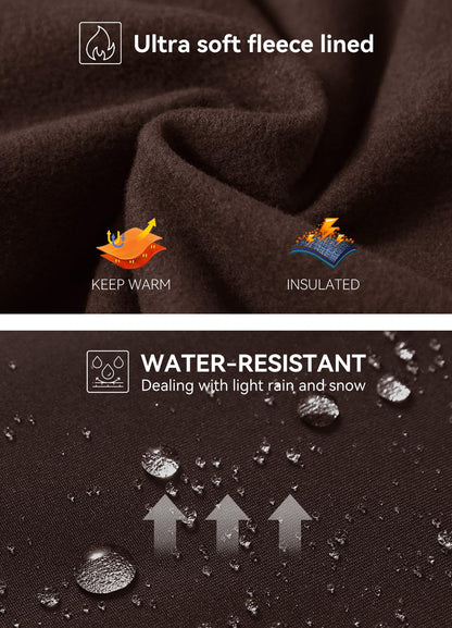 baleaf Women's Fleece Lined Leggings Water Resistant Thermal Winter Warm Tights High Waisted with Pockets Running Gear Dark Brown XS