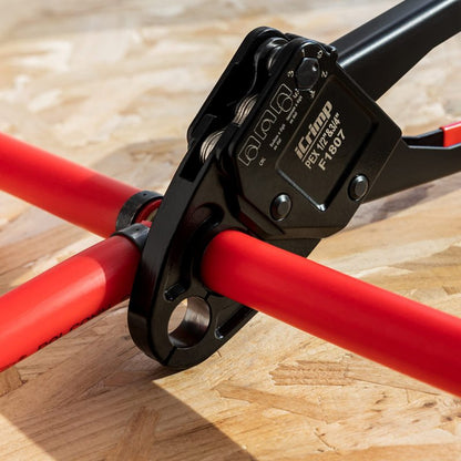 IWISS Combo Angle Head Pex Pipe Plumbing Crimping Tool for Copper Crimp Jaw Sets 1/2" & 3/4" with Go/No-Go Crimp Gauge