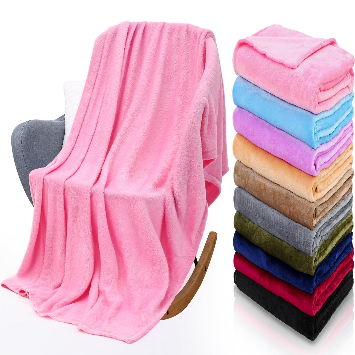 Panitay 10 Pcs Fleece Throw Blanket Bulk 50 x 60 Inches Cozy Fuzzy Flannel Plush Soft Blankets for Sofa, Couch Bed Warm Throws for Wedding Homeless Christmas Party Gift(Multicolor)
