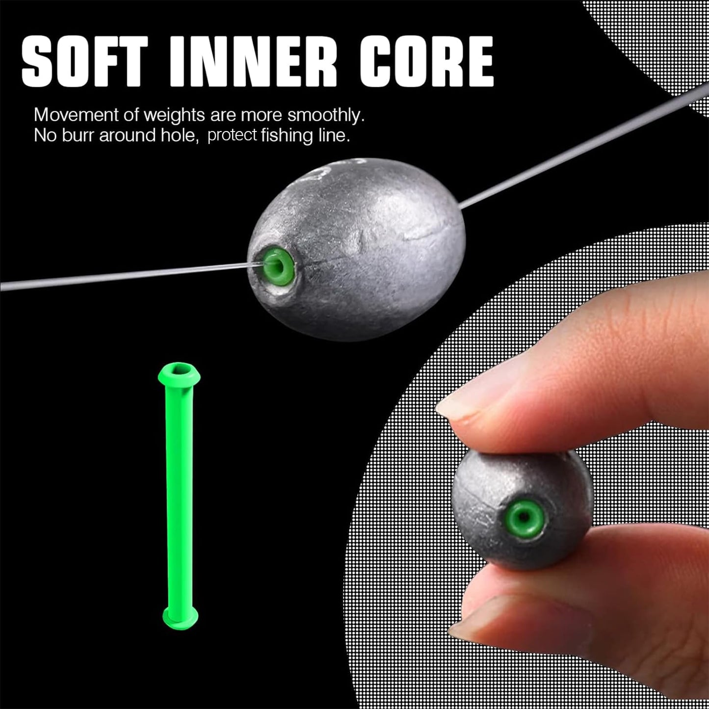AMYSPORTS Egg Lead Fishing Weights Kit Drop Bass Weights Sinker Tackle Saltwater Casting Fishing Sinkers Set Oval Freshwater 20pcs 1/4oz