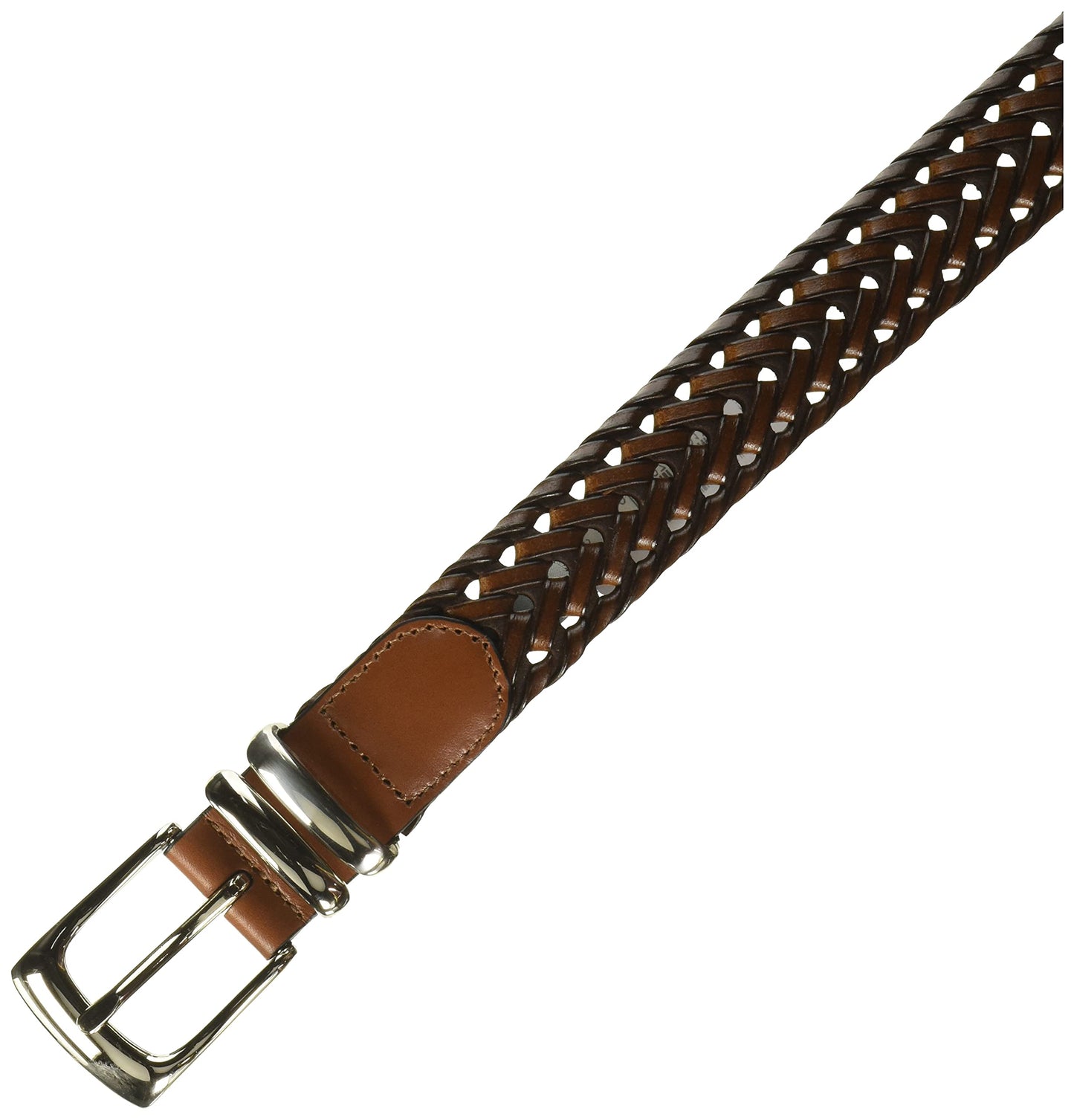 Perry Ellis Men's Portfolio Braided Leather Belt, Brown, 34