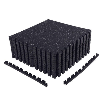 FAHKNS Gym Mat, 0.79'' Extra-Thick Exercise Equipment Mats, 12 Pcs 48 Sq Ft Rubber Top Floor Tiles, Non-Slip, EVA Foam Exercise Mat Tiles - Durable, Interlocking Mat, Gym Flooring for Home Gym(Black)