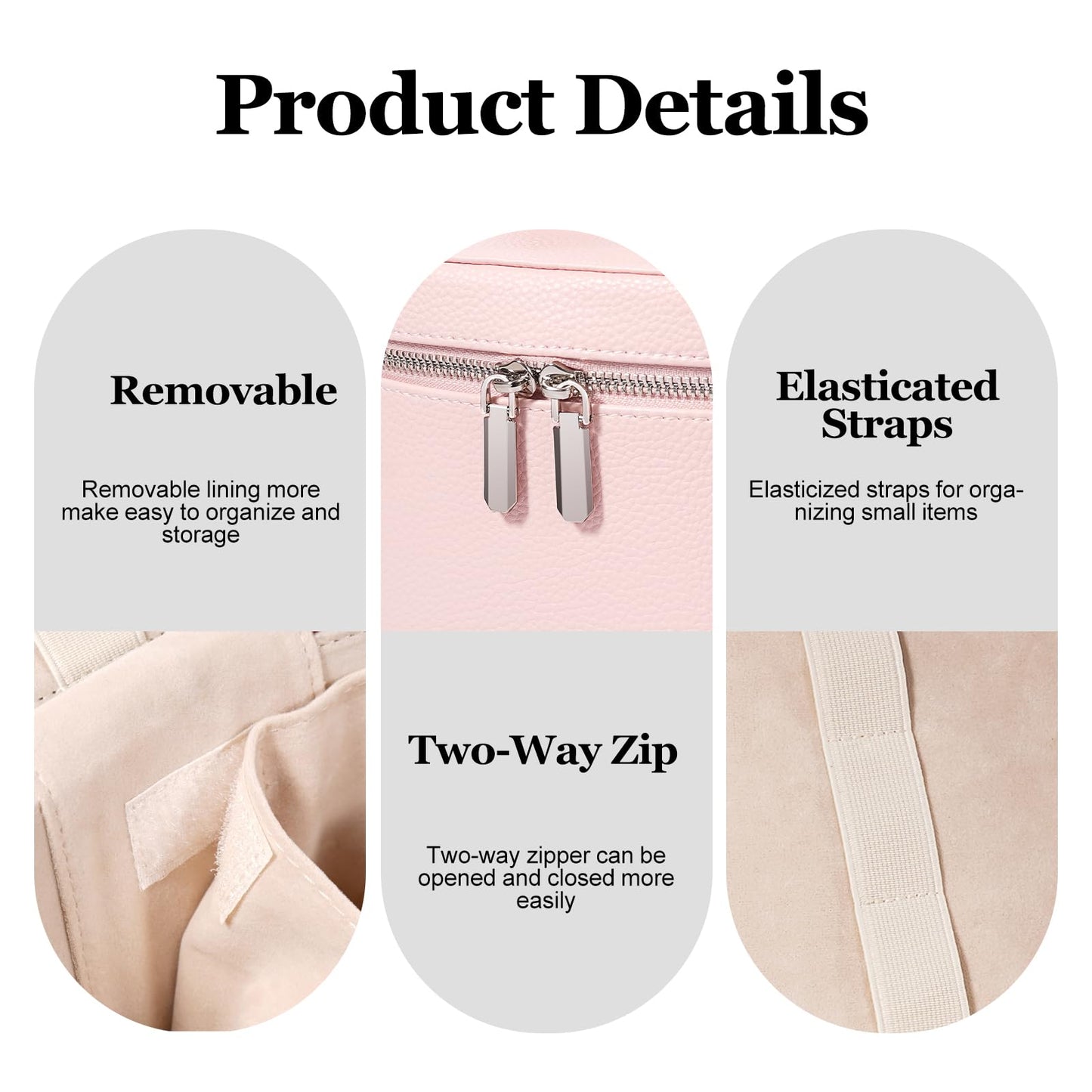 idoltimes Cosmetic Case, Leather Makeup Bag, Portable Handheld Makeup Case, Detachable Compartments