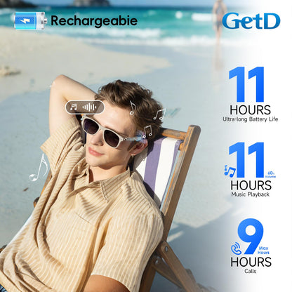 GetD AI Glasses for Men & Women, Smart Glasses Powered by ChatGPT, AI Real-time Translation with 145 Languages, 11H Music Play, Bluetooth Glasses with Photochromic Lens for Daily Use, Travel