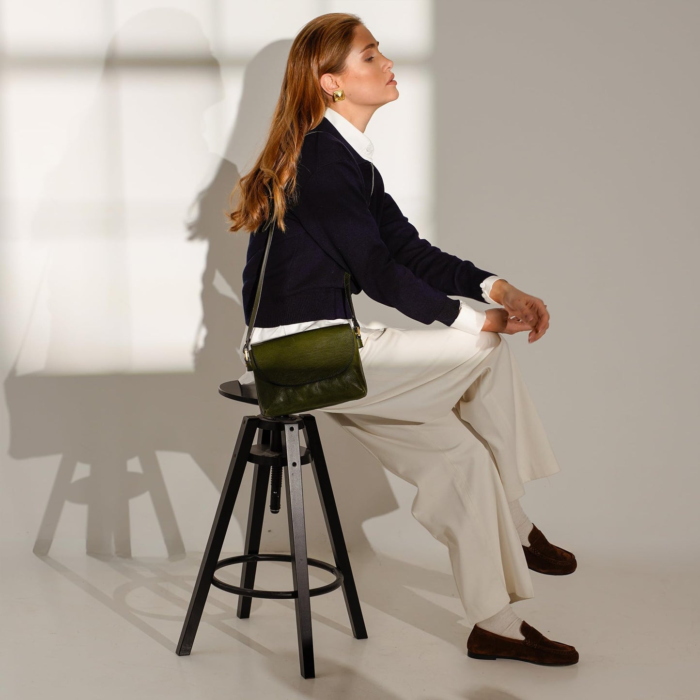 Time Resistance Leather Crossbody Bag for Women - Handbag, Shoulder Bag, Messenger Purse (Green) - Gift Box Included