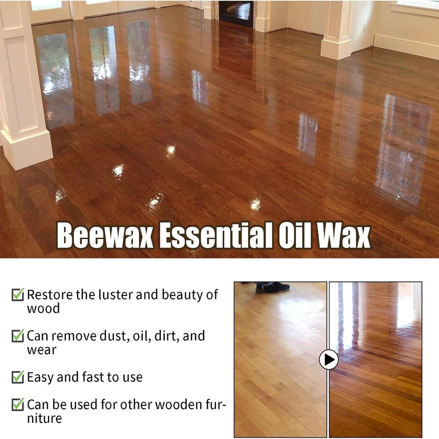 Quatrel Wood Polish Spray,Essential Oil Wax,Polish And Cleaner,Natural Wood Polish Spray For Living Rooms,Kitchens,Wood Furniture Floors (2PCS)