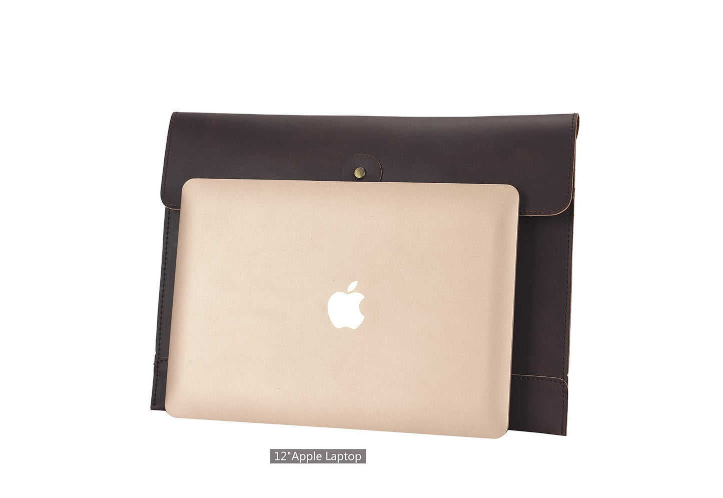 men woman pu leather multifunction office documents bags A4 paper file pouch envelope bag conference, Brown, 13.8"(L)x9.8"(H) x 0.2"(W)
