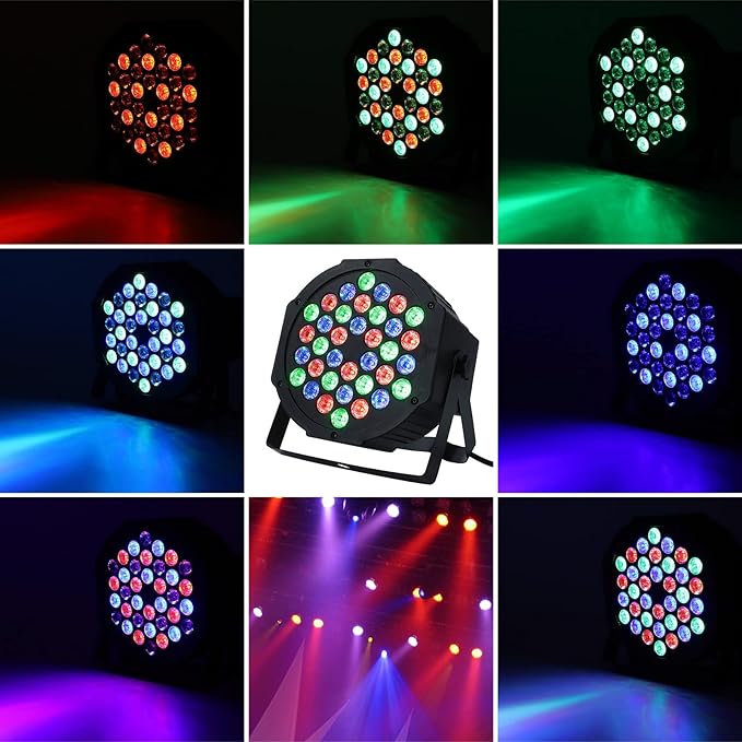 Dj Lights, 1 Pack 36 LED Par Lights Stage Lights with Sound Activated Remote Control & DMX Control, Stage Lighting Uplights for Wedding Club Music Show Christmas Holiday Party Lighting