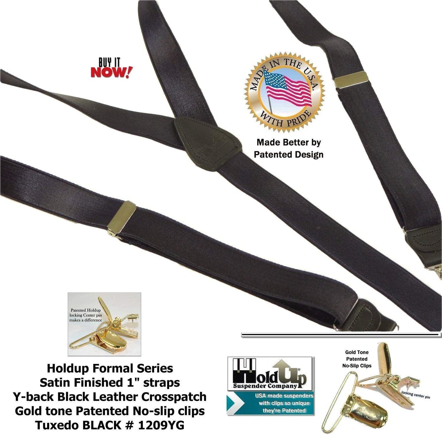 Hold-Up Suspender Company Formal Series Suspenders for Men in Tuxedo YG Style with USA Patented No-Slip Clips