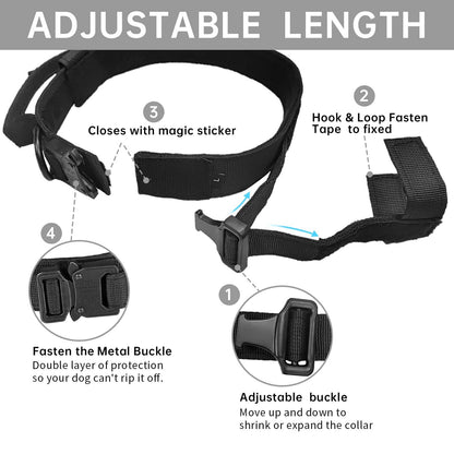 Tactical Dog Collar with Handle - Adjustable Nylon Training Military Dog Collar with Heavy Duty Metal Buckle Collar for Medium Large Dogs,with Patch