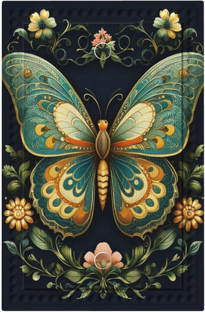 Butterfly Ornate with Flower Light Switch Covers No Device Wall Plate 1 Gang Decorative Blank Switchplate Electrical Faceplate for Country Living Bedroom Decor