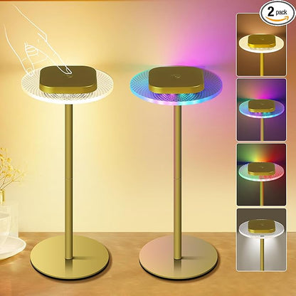 LOFTEK Cordless Table Lamps Set of 2, Rechargeable Table Lamp, Up to 55 Hrs Ultra-Long Battery Life, Eye-Friendly, Touch Dimming, Portable Wireless Ambient Lighting (Gold, 2 Pack)