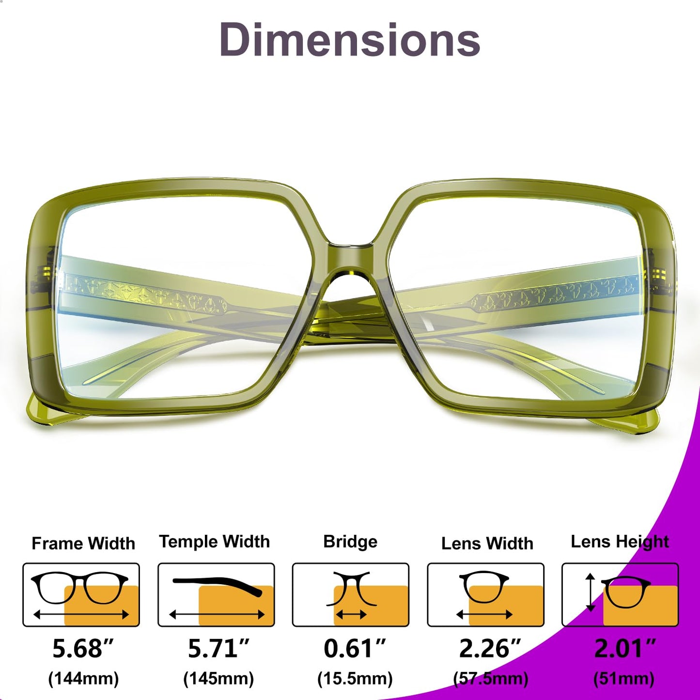 VISOONE Oversized TR90 Blue Light Blocking Glasses Fashion Accessories Non Prescription for Women Harvard