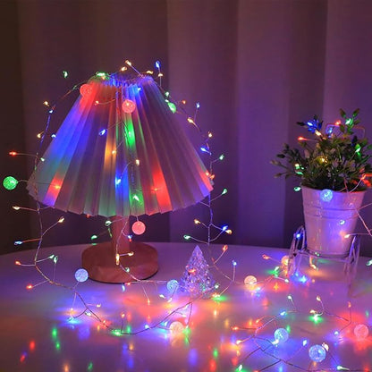 Copper Wire Firecracker Christmas Lights, 10FT 200LED Battery Operated Twinkle Cluster Fairy Lights for Christmas Tree with Remote for Bedroom Dorm Wreath DIY Wedding Christmas Decoration