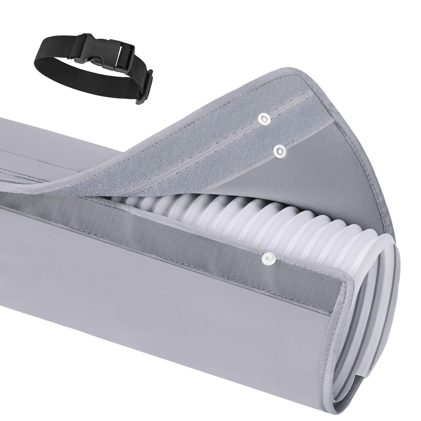 Mrrihand Portable AC Hose Insulation Sleeve for 5" & 5.9" Exhaust Hose, 3-Layer Air Conditioner Hose Cover Wrap Reduces Heat Loss & Improves Cooling, Universal Fit with Buckles & Snap Closure-Gray