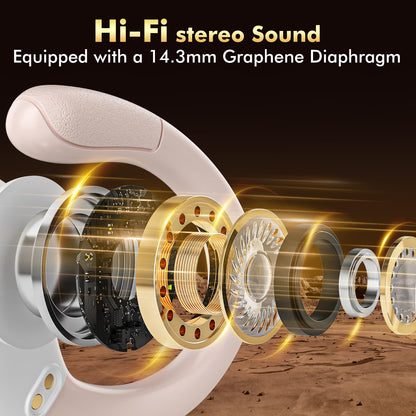 HAOYUYAN Wireless Earbuds, Sports Bluetooth Headphones, 80Hrs Playtime Ear Buds with LED Power Display, Noise Canceling Headset, IPX7 Waterproof Earphones for Workout/Running (Rose Gold)