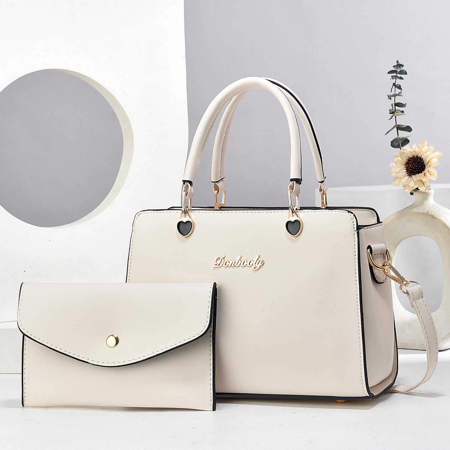 Xiaoyu Fashion Purses and Handbags for Women Elegant Crossbody bag Ladies Top Handle Satchel Shoulder Bags 2-Piece Set Small Totes (White2)