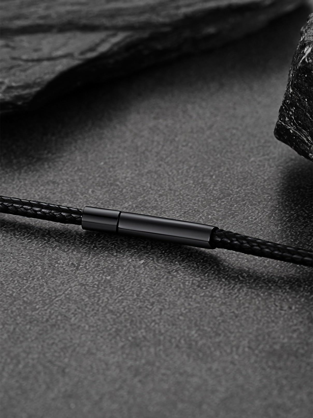 FaithHeart Genuine Leather Necklace Cord for Men Unique Solid String Wax Rope Neck Chains for Dad 16-30inch Black Chains