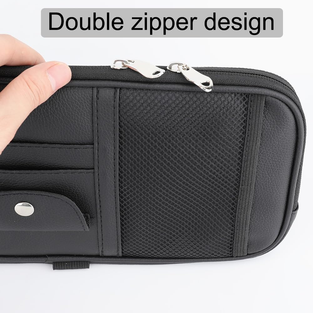 Kartisen Car Sun Visor Organizer, Auto Interior Accessories Pocket Organizer - Car Truck SUV Storage Pouch Holder, with Multi-Pocket Net Zipper (Black)