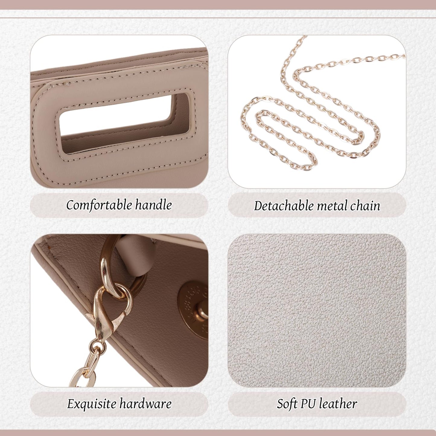 Freie Liebe Clutch Purses for Women PU Leather Evening Clutch Bag Fashion Handbags for Wedding, Cocktail, Prom with Chain