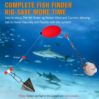 Dovesun Fish Finder Rig with Float 20.5" Surf Fishing Rigs 90LB Surf Fishing Tackle for Shark Bluefish Stripers 6PCS 5/0