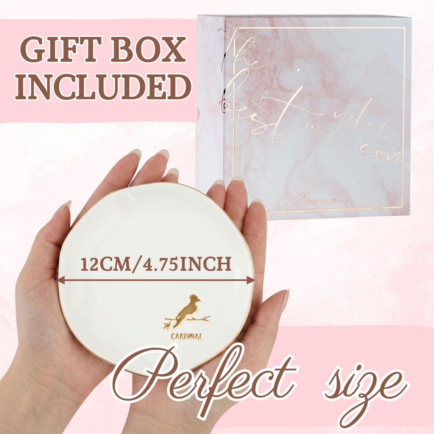 InnoBeta Cardinal Gifs for Women, Ceramic Jewelry Tray Decorative Trinket Dish for Rings Earrings Necklaces Bracelet Watch Keys, Gifts for Birthday, Mother's Day, Christmas - 4.75"