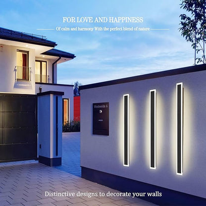 2Pack-71INCH Long Outdoor LED Wall Lights,55W Waterproof IP65 Warm White 120V LED Wall Mount Light Fixture Acrylic Black Exterior Wall Lights for House Courtyard Balcony Porch