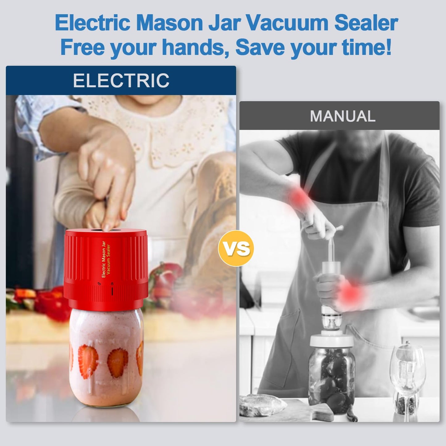 LOVE MOMENT Electric Mason Jar Vacuum Sealer Kit - Red