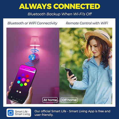 Lightinginside E12 Smart Light Bulbs 60W Equiv., Work with Alexa/Google Home/Smart Life, 500LM 6W RGBCW Candle Candelabra LED Light Bulbs, No Hub Required, 2.4G WiFi Bluetooth Bulb, ETL Listed, 2PCS
