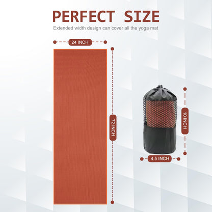 Eunzel Hot Yoga Towel - Microfiber Non Slip Yoga Mat Towel with Grip Dot Sweat Absorbent Towel for Hot Yoga, Pilates and Fitness 72" x 24", Dark Cyan/Orange