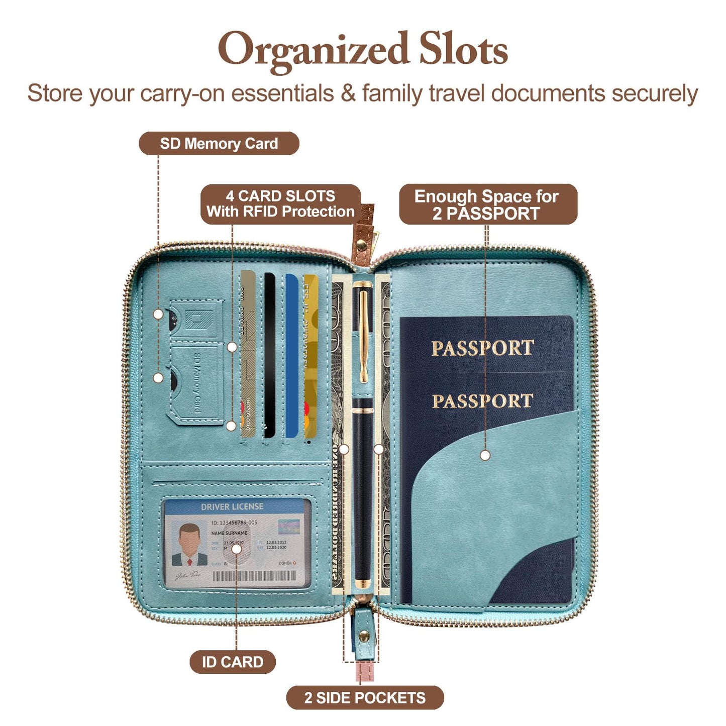 Family Passport Holder for Travel Women and Men RFID Passport Holder with Card Slots Holder Passport Case Passport cover Passport Wallet Travel Essentials and Accessories