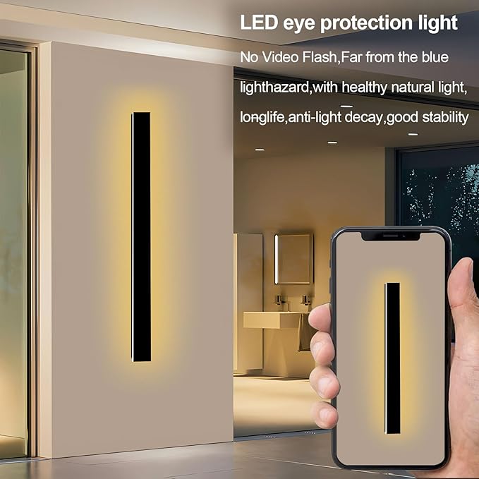 39inch Modern Outdoor Wall Lights, Black Exterior Light Fixtures Wall Mount, 3000K Porch Lights Wall Sconce, Long LED Linear Wall Lights Outside Lighting for Garage, Front Door
