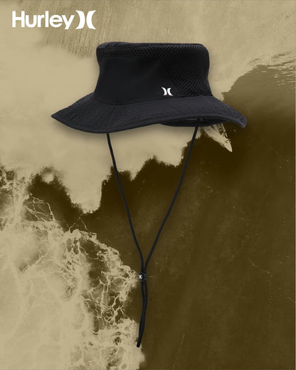 Hurley Men's Boonie Hat - Moisture Wicking and Packable Full Brim Sun Hat UV Protection for Fishing, Hiking, and Safari, Size Small-Medium, Black/White