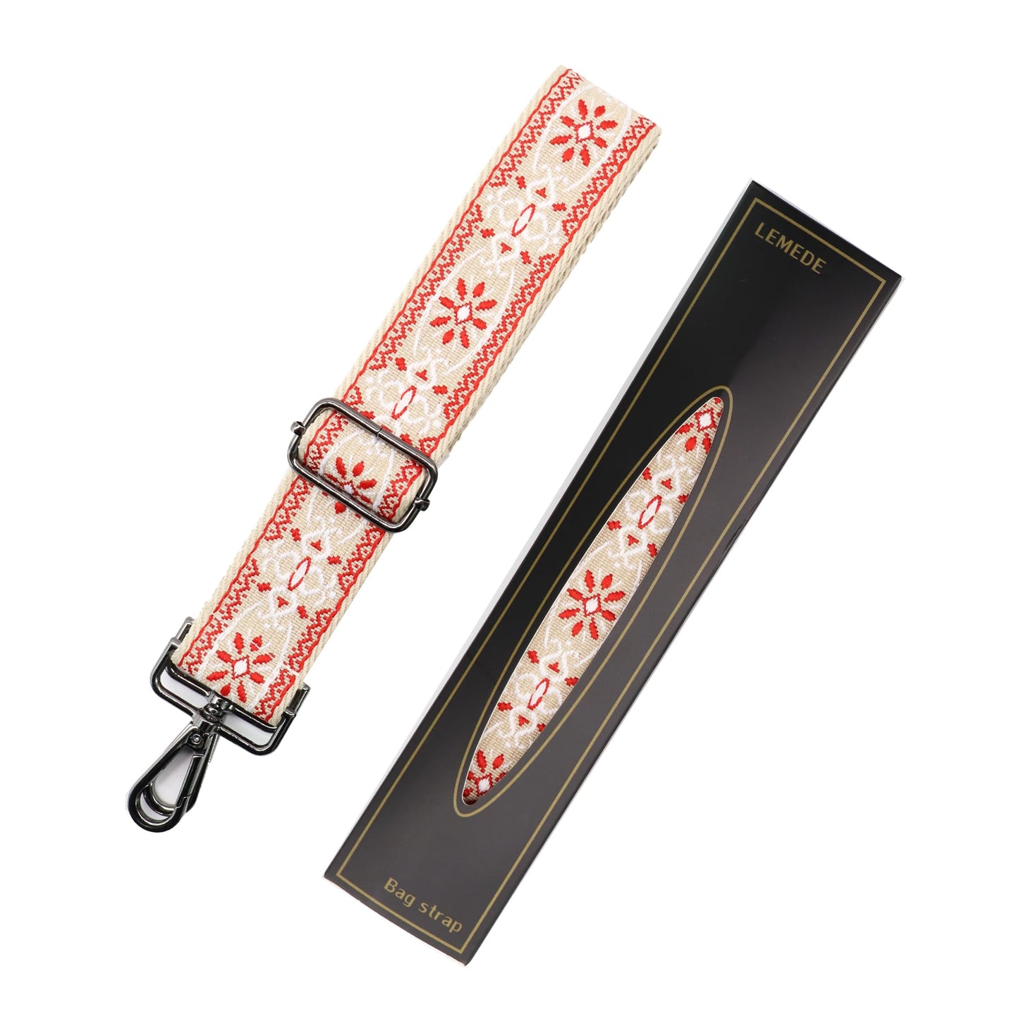 LEMEDE Purse Strap Adjustable Replacement Crossbody Bag Strap Retro Jacquard Embroidery Shoulder Straps for Canvas Bag