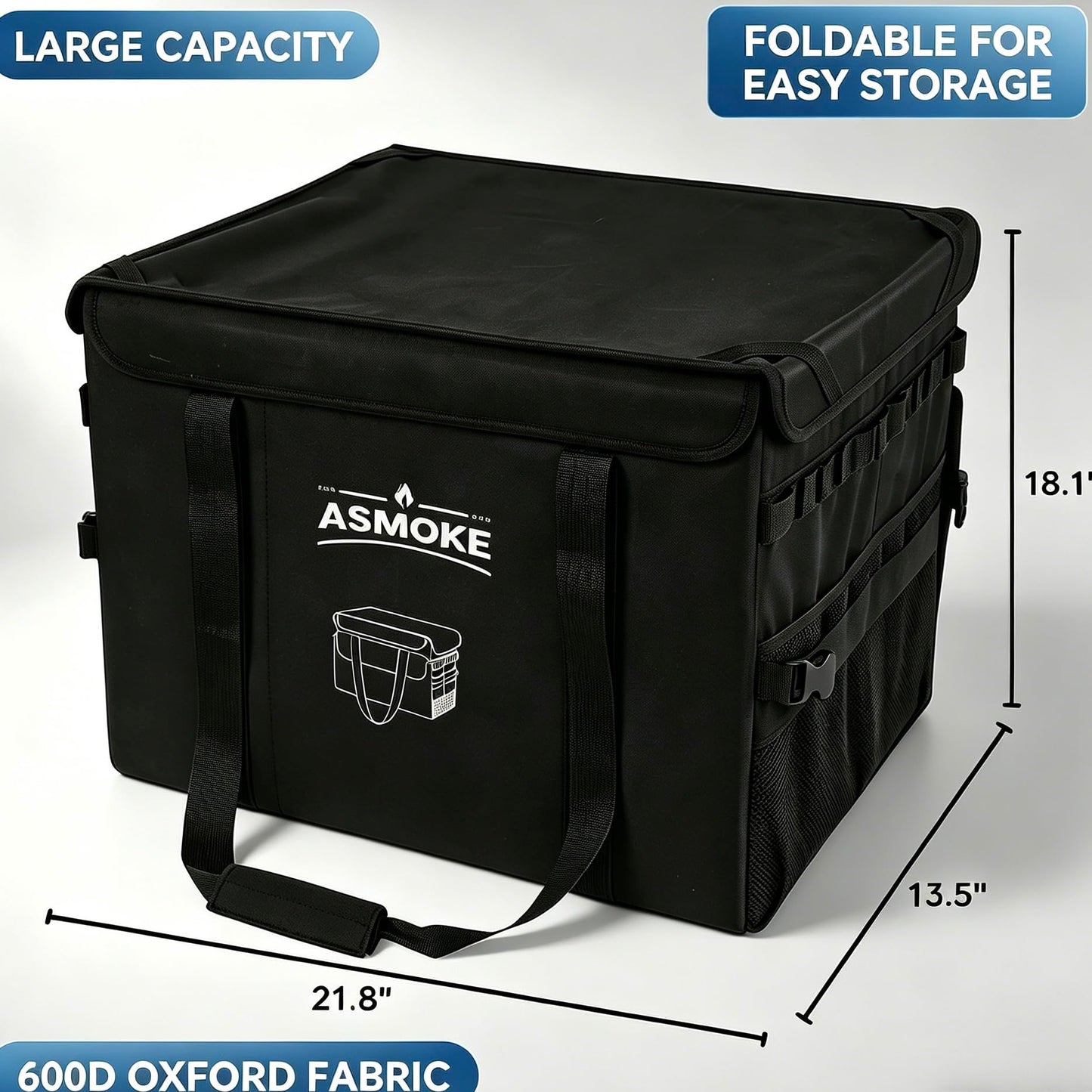 ASMOKE Essential Storage Bag - Custom Fit Grills & BBQ Accessories, Weather-Resistant, Multi-Compartment Design with Carrying Handles, Foldable for Compact Storage
