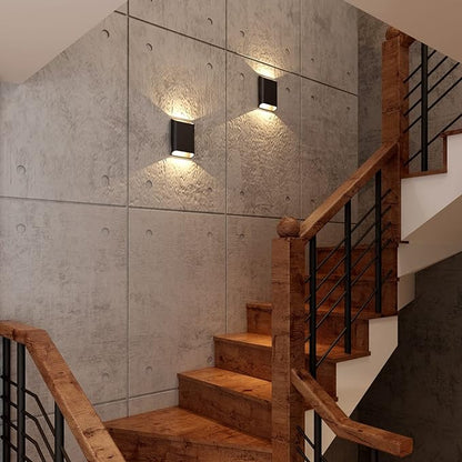 Wall Lights for Bedroom Up and Down Indoor Wall Light, Outdoor Wall Sconces LED Dimmable, 7.8 Inch Modern Porch Light, IP65 Waterproof Wall Lamp for Yard,120-277V,15.5W 3000K CRI90+ (Black)
