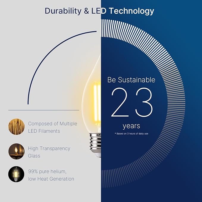 FLSNT LED Candelabra Light Bulbs E26 Base, 60 Watts Equivalent Dimmable LED Chandelier Light Bulbs, 2700K Soft White, 24 Pack UL,CA65 Listed.
