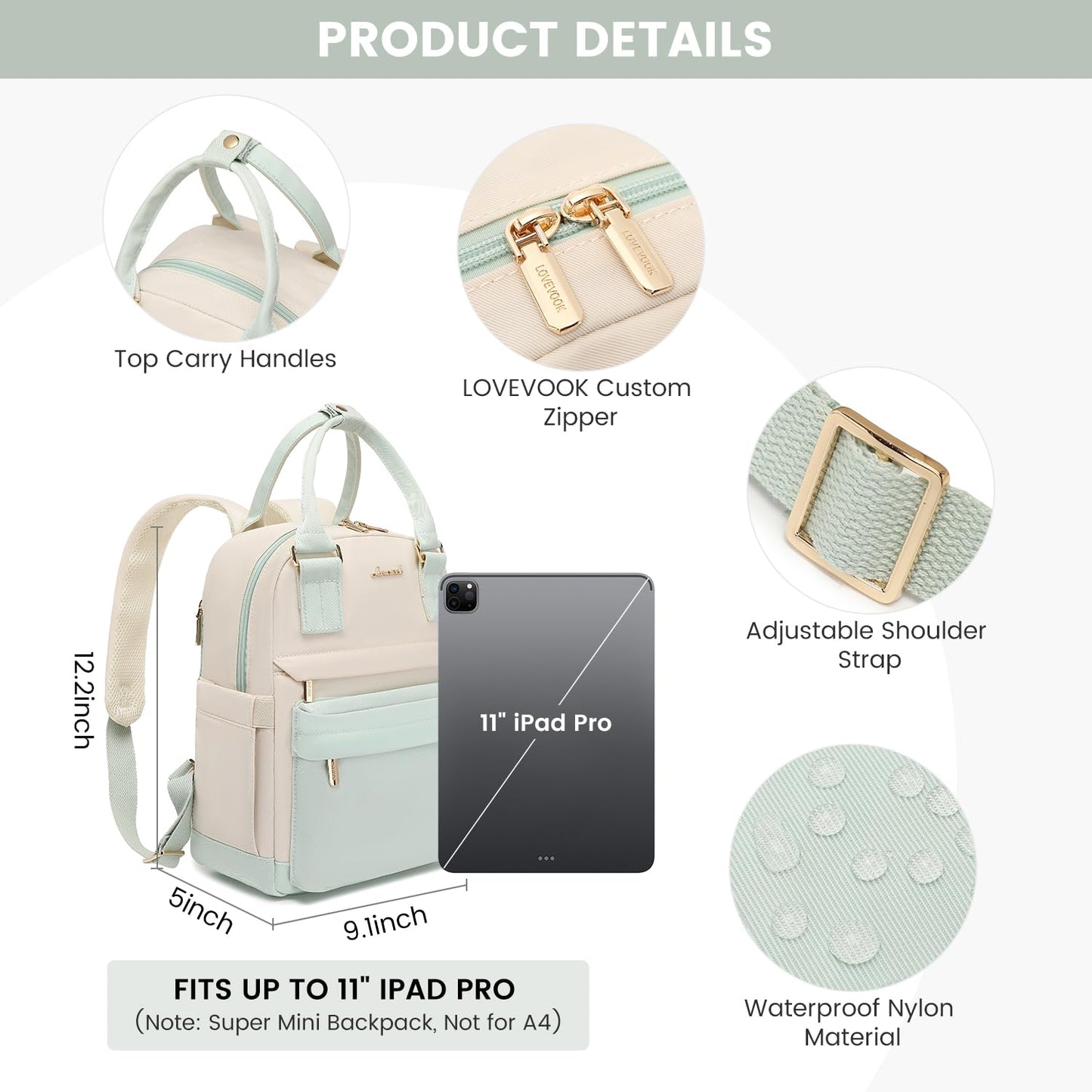 LOVEVOOK Mini Backpack for Women Stylish Waterproof Backpack Purse with USB Port, Cute Daypack for College Travel Party