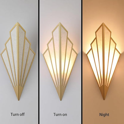 Modern style wall light set of two,Battery operated wall sconces with remote control,Wireless art deco lighting fixture for living room,6 RGB colors dimmable(With bulbs+remote control+charging cable)