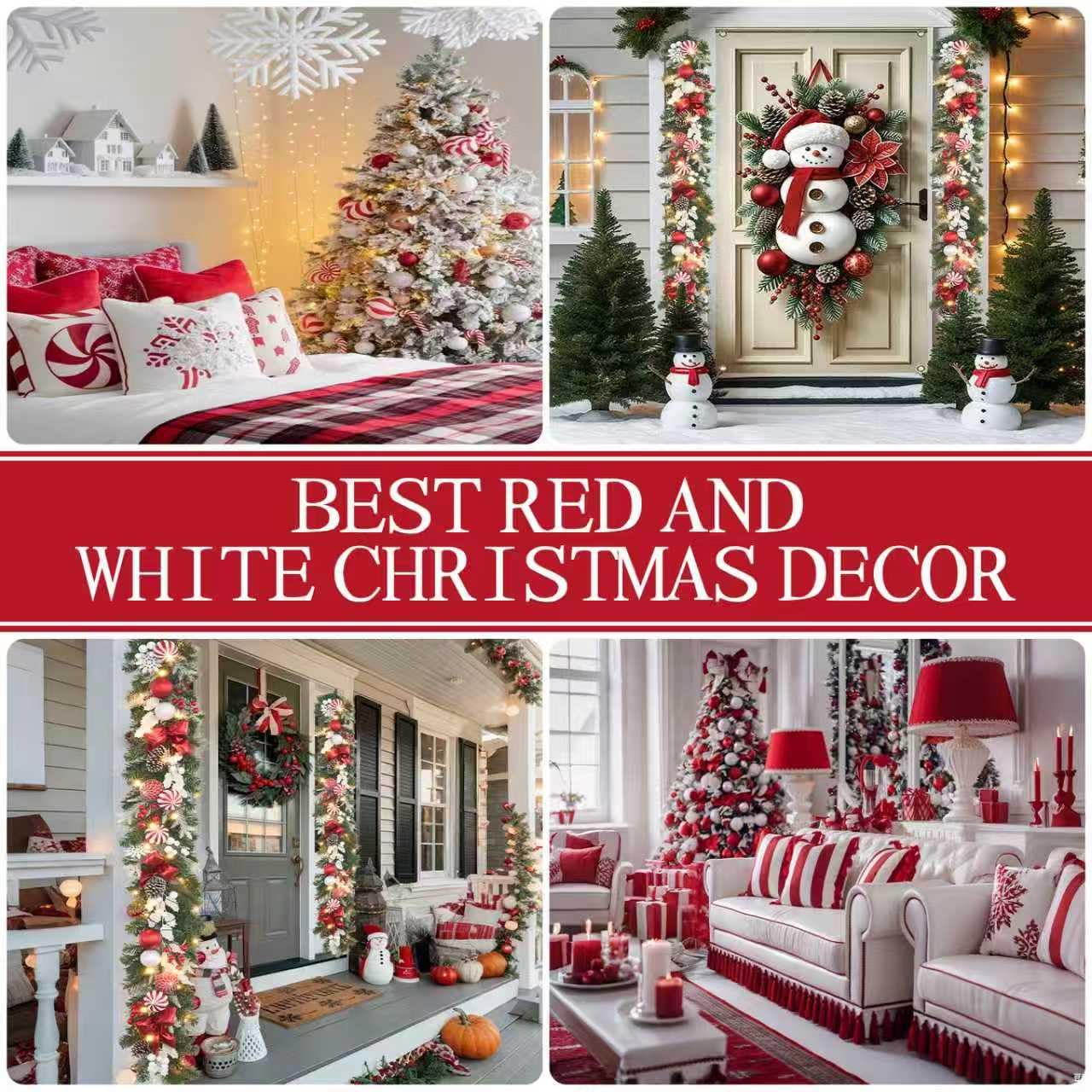prelit 6ft Christmas Garland with 25 LED Lights with Timer, prelit red White Garland with Plenty Hand-Painted Ornaments,Festive Lighted Winter Decor for Front Door, Mantel, Stair & Fireplace