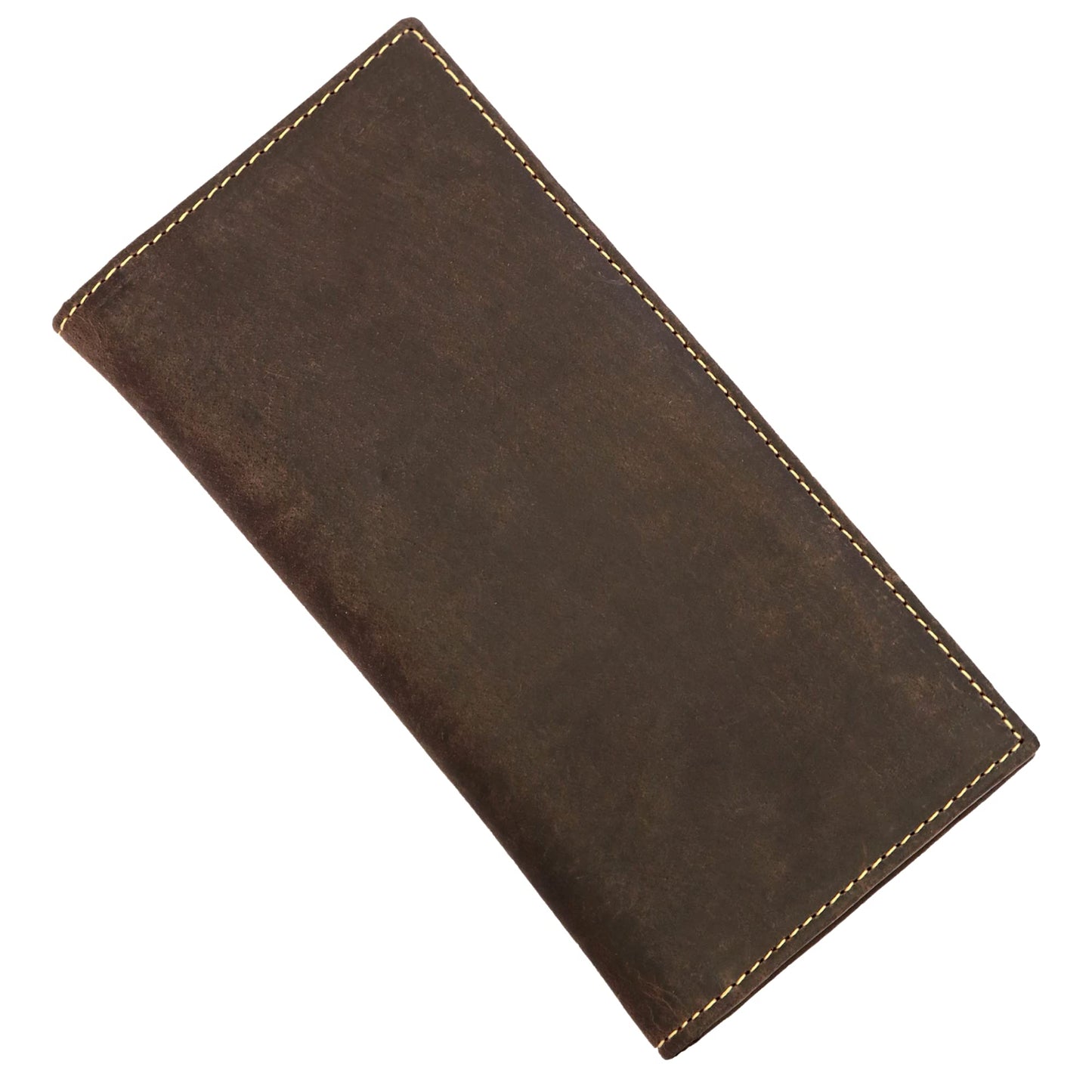 ELIZO Men's Genuine Leather Long Wallet - RFID Blocking Rodeo Checkbook Wallet | Slim Western Bifold Wallet with 16 Card Slots, ID Window | Top Grain Leather Cowboy Wallet
