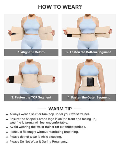 SHAPELLX Waist Trainer for Women Waist Trainer Corset Shapewear Tummy Control Body Shaper Waist Trimmer Cincher Girdle Skin
