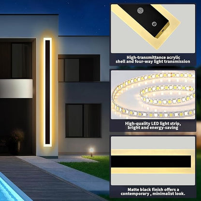 Modern - Outdoor - Lights 1pack-11.82in, 3000k Long Wall Light for House/Porch, Waterproof Ip65 Black Outside Led Wall Mounted Sconce Lighting Fixtures, 11.82in-1pack