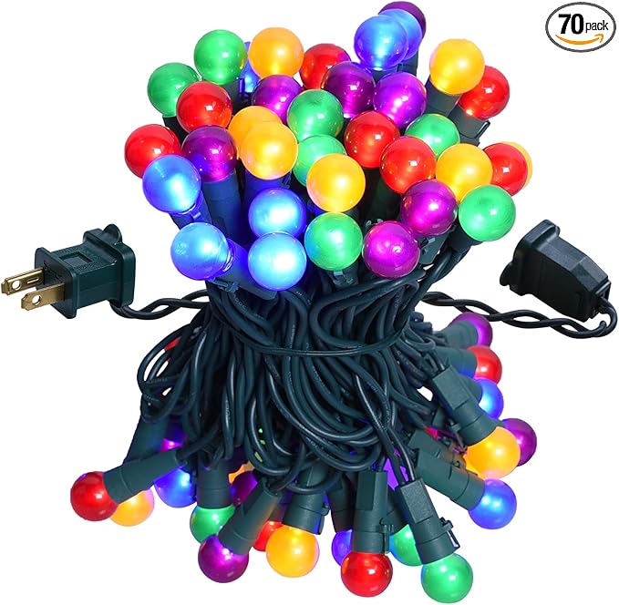 Christmas Lights Outdoor 19Ft 70 LED Chritmas Globe String Lights with Pearlized Glass Bulb UL Certified Christmas Tree Lights for Tree Decor