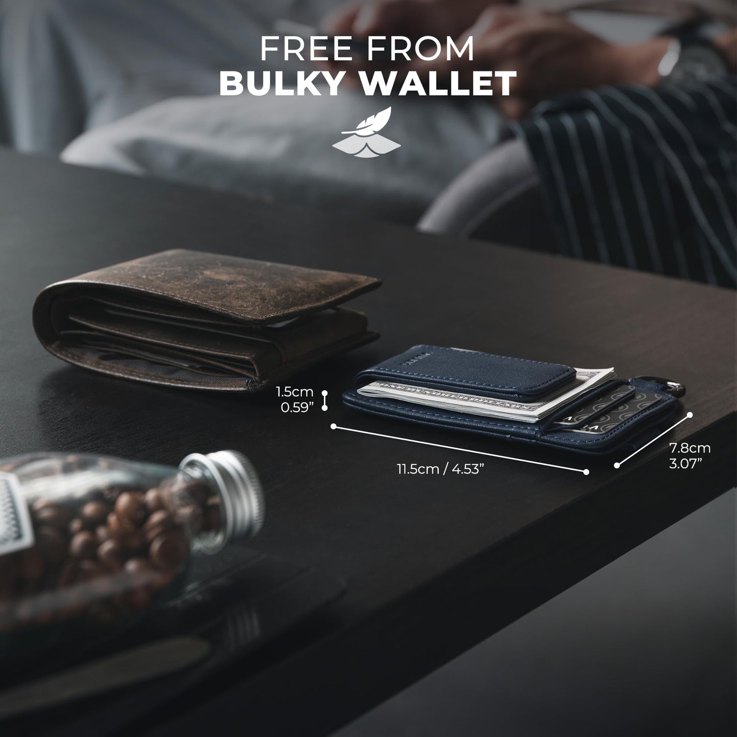 VULKIT Money Clip Wallet with Key Ring Slim Minimalist Design Magnetic Cash Clip Credit Card Wallet for Mens Womens