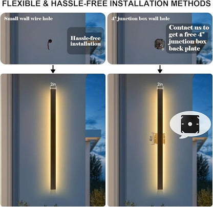 71 Inch Modern Outdoor Wall Lights Long Outdoor Wall Sconce IP65 Waterproof Linear Exterior Wall Lamp 3000K LED Exterior Light Fixtures for House Patio Garage