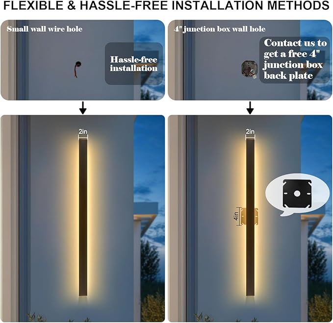 59 Inch Outdoor Wall Lights Long Outdoor Wall Sconce LED Linear Wall Light 3000K Modern Wall Mount Exterior Light Fixtures for House Garage Porch
